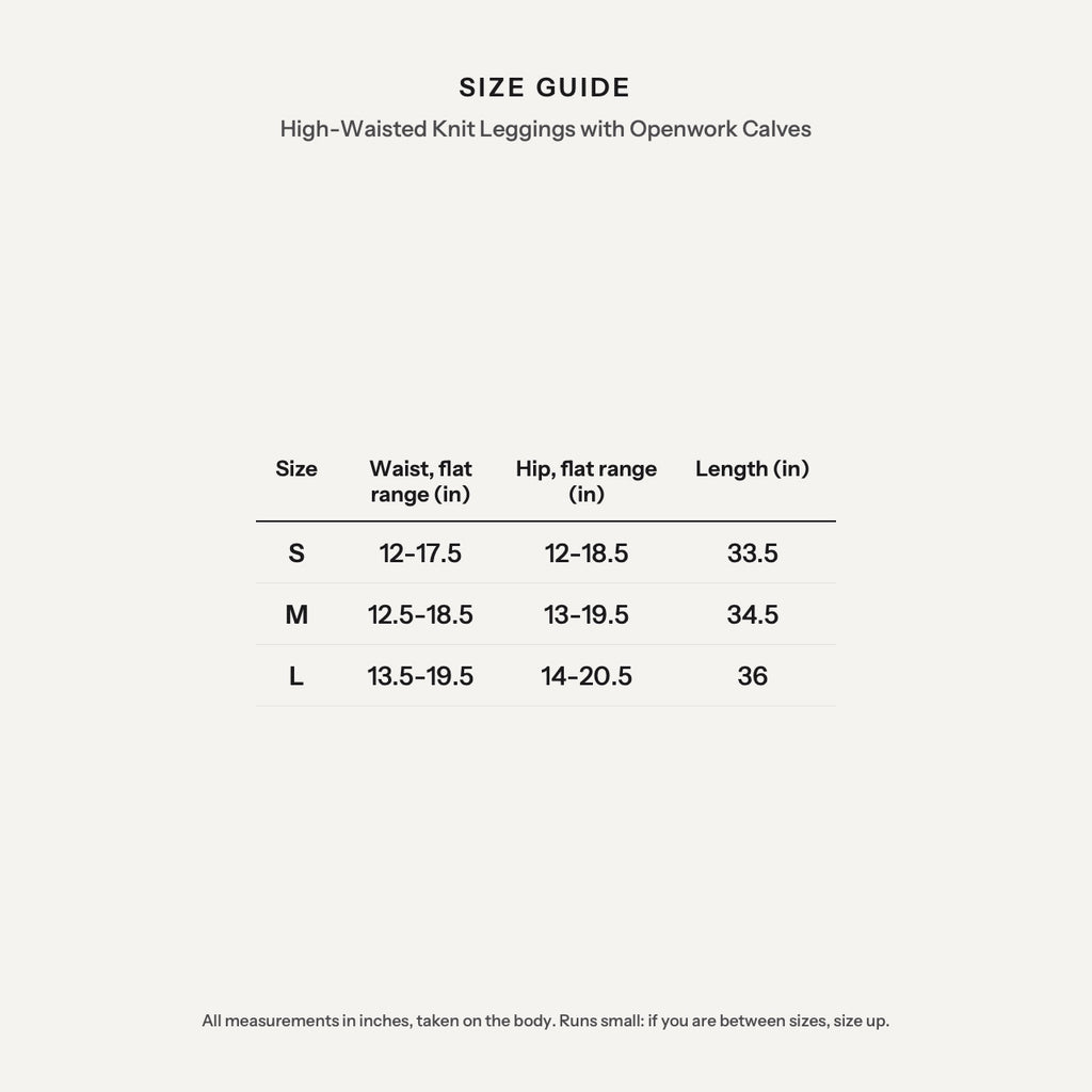 High-Waisted Knit Leggings with Openwork Calves - size guide