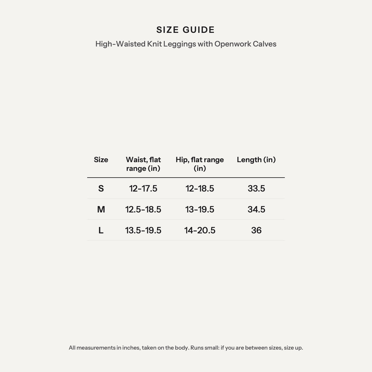 High-Waisted Knit Leggings with Openwork Calves - size guide