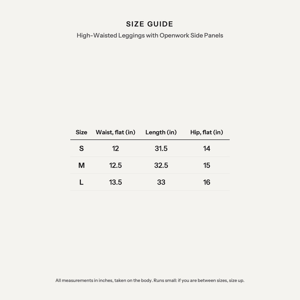 High-Waisted Leggings with Openwork Side Panels - size guide