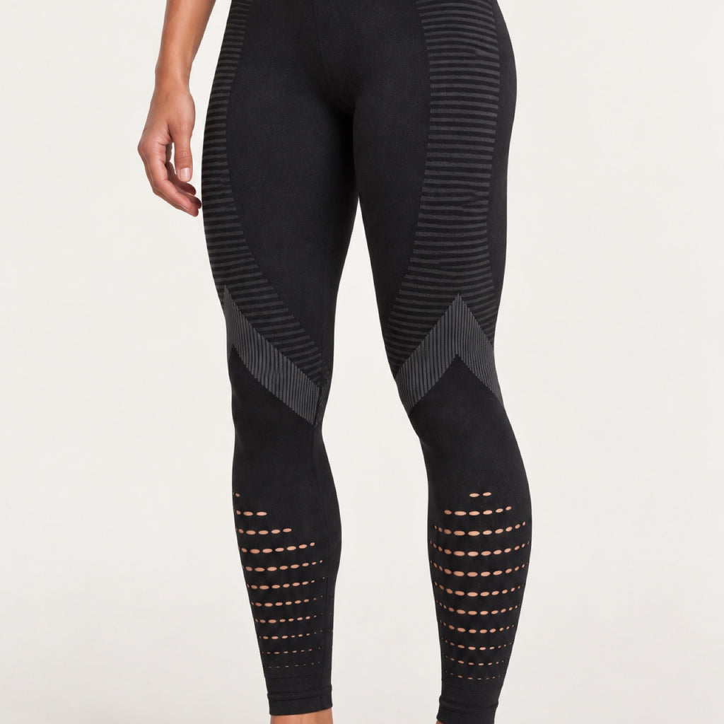 High-Waisted Leggings with Openwork Calf Panels - detail