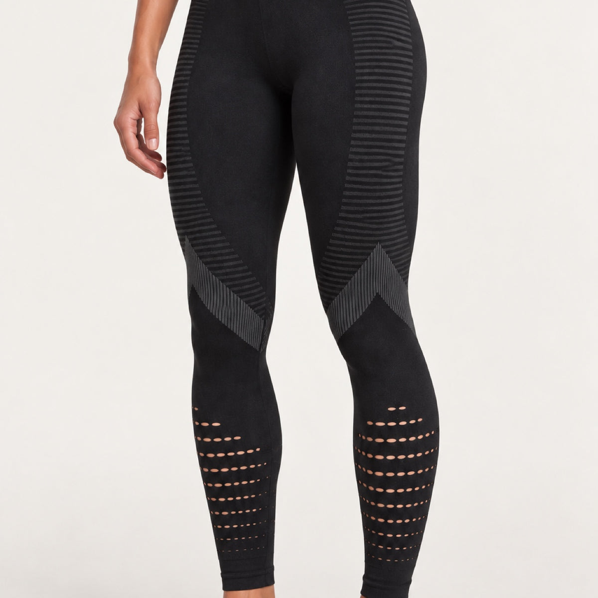 High-Waisted Leggings with Openwork Calf Panels - detail