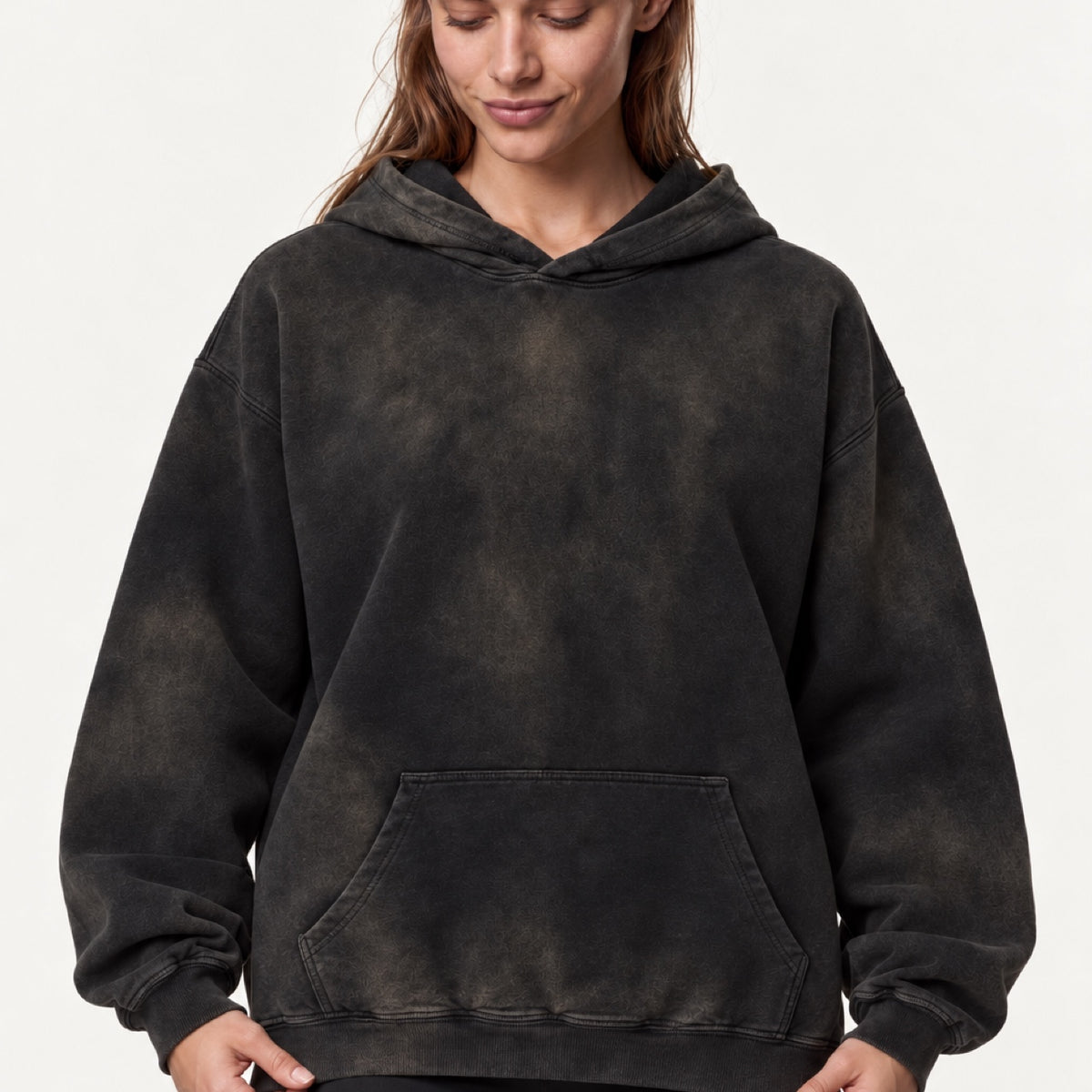 Washed Cotton Hoodie with Kangaroo Pocket - detail