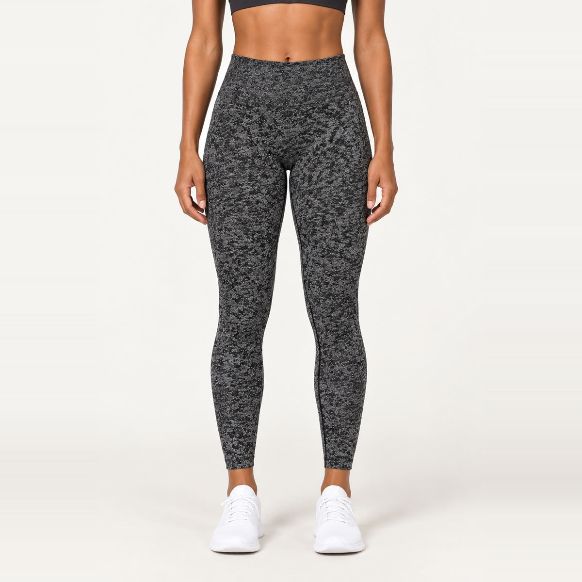 High-Waisted Heathered Leggings - Charcoal