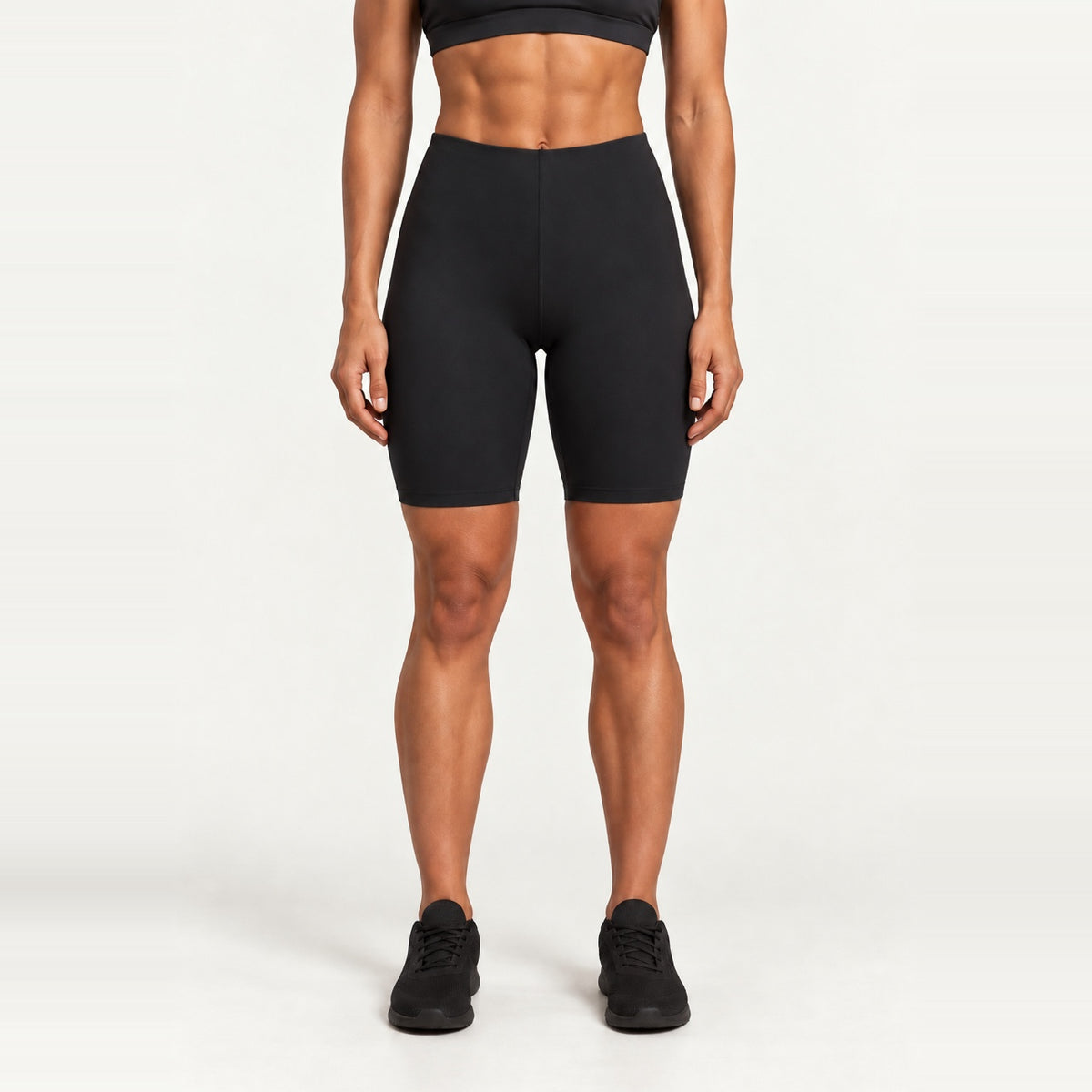 High-Waisted Fitted Bike Shorts - Black