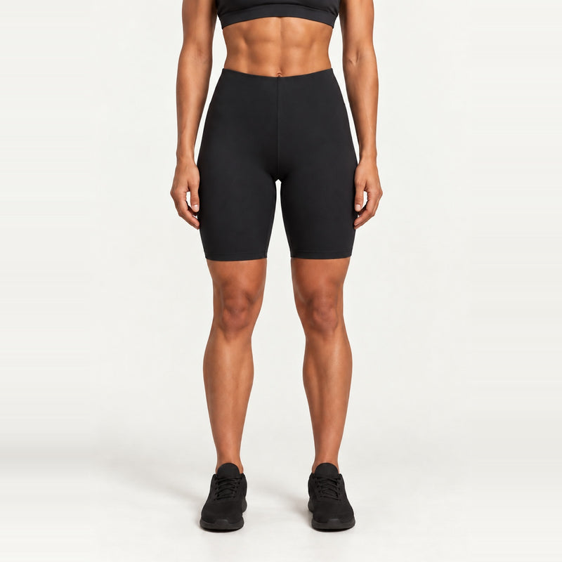 High-Waisted Fitted Bike Shorts - Black