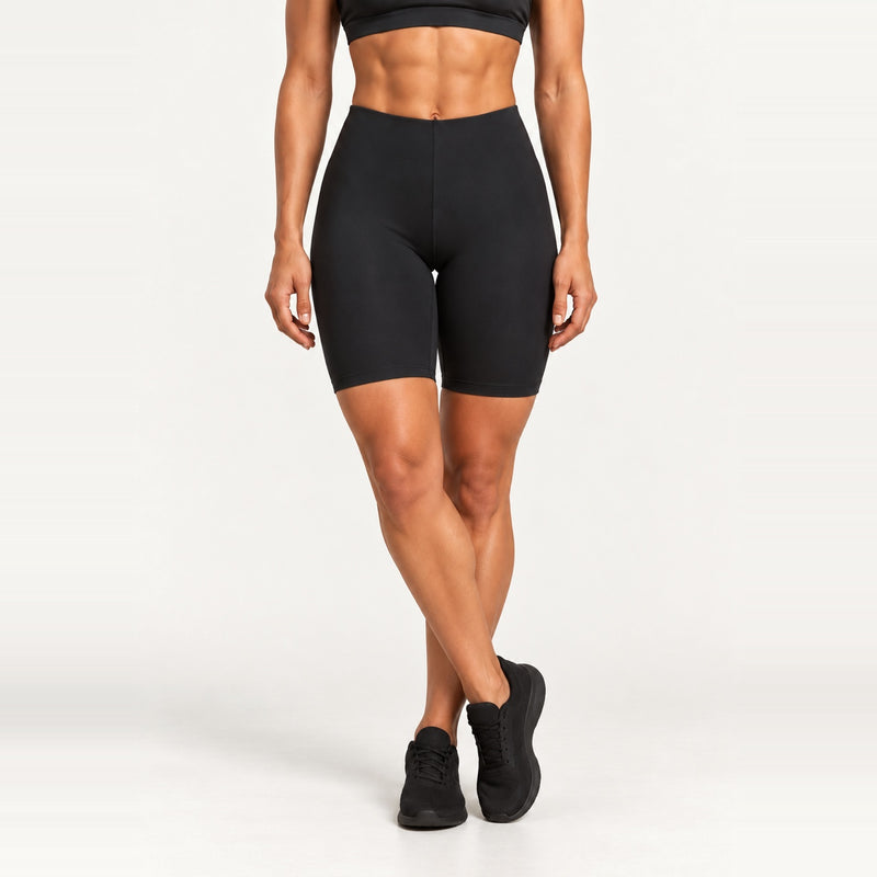 High-Waisted Fitted Bike Shorts - Black