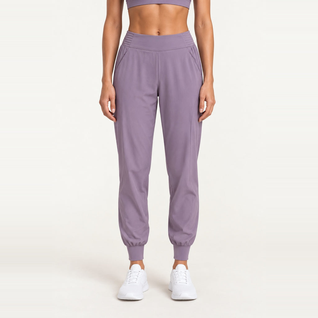Woven Joggers with Side Pockets - Mauve