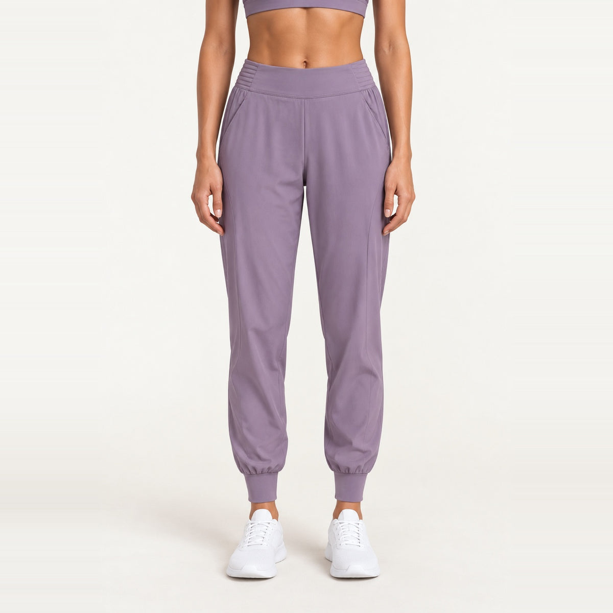 Woven Joggers with Side Pockets - Mauve
