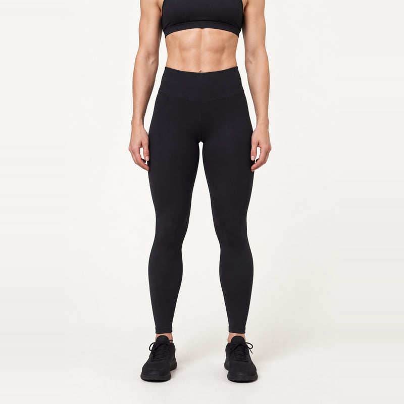 High-Waisted Leggings with Contoured Seams - Black