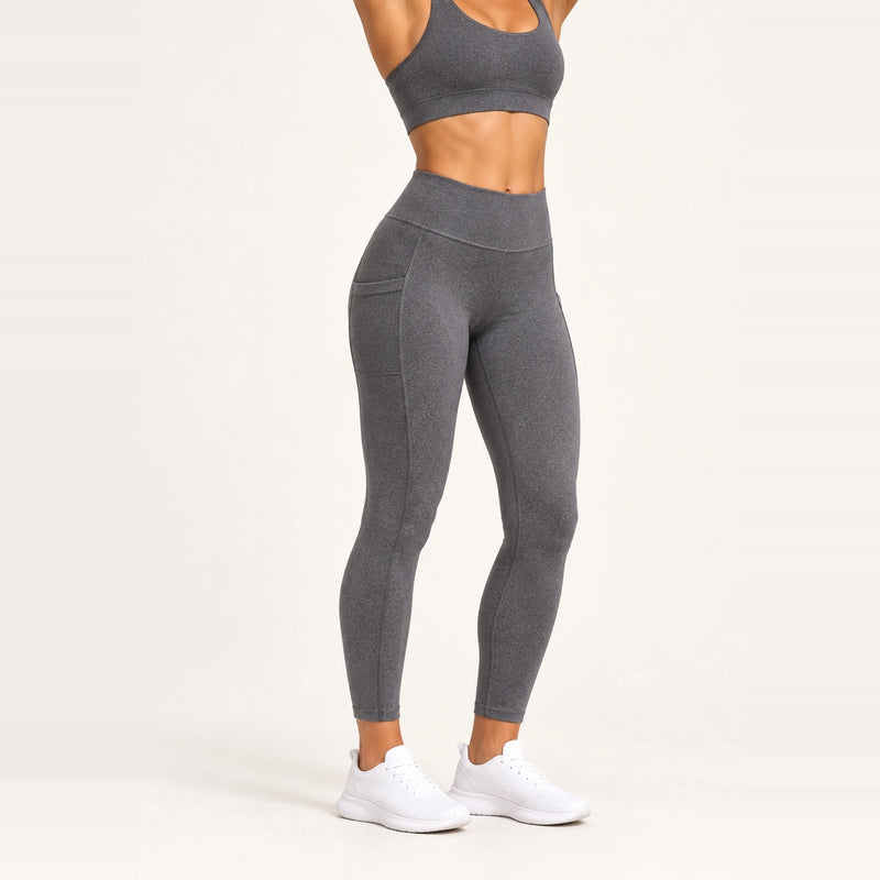 High-Waisted Leggings with Two Side Pockets - Slate