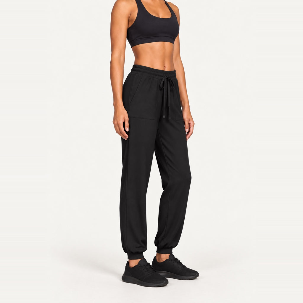 Drawstring Joggers with Side Pockets - side view