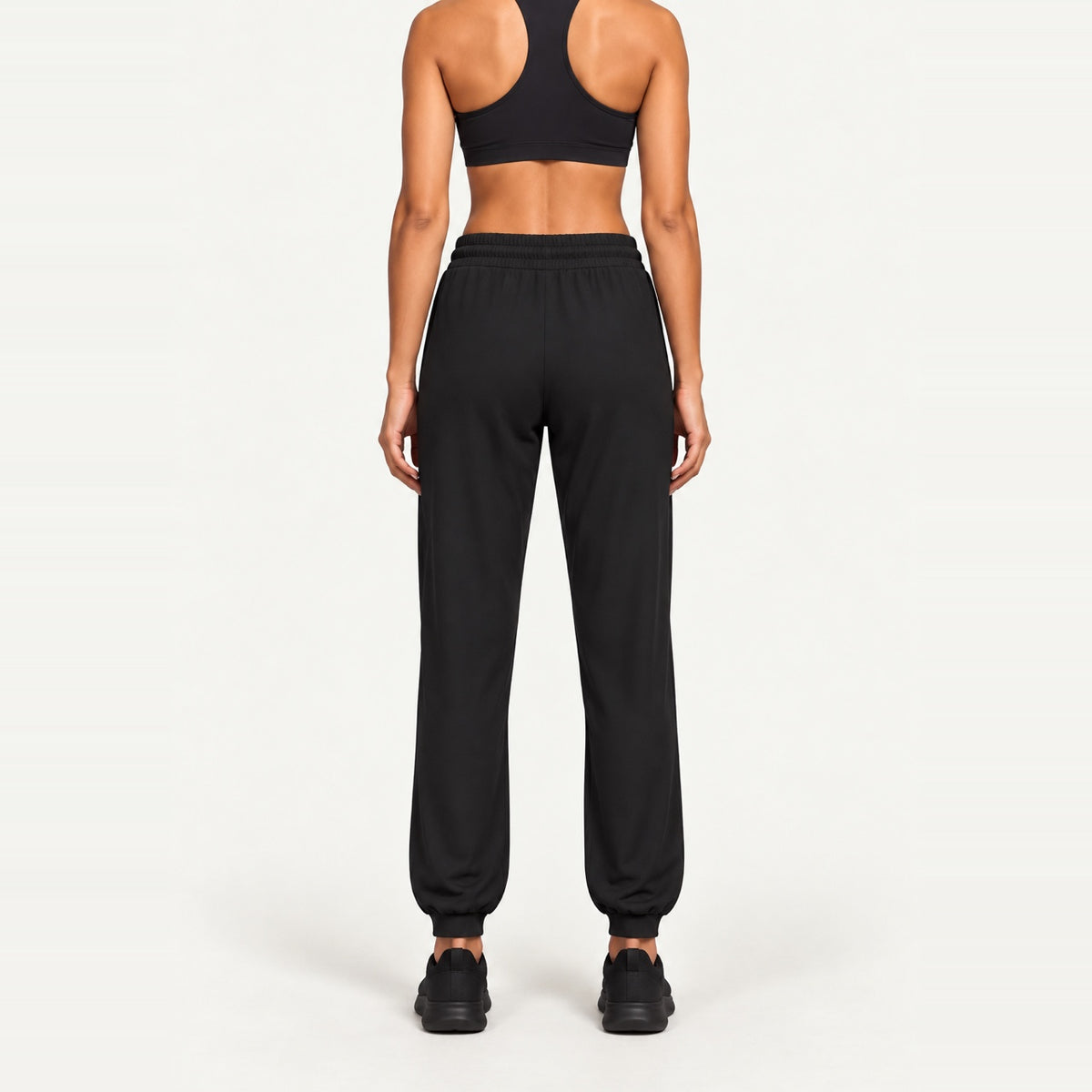 Drawstring Joggers with Side Pockets - back view