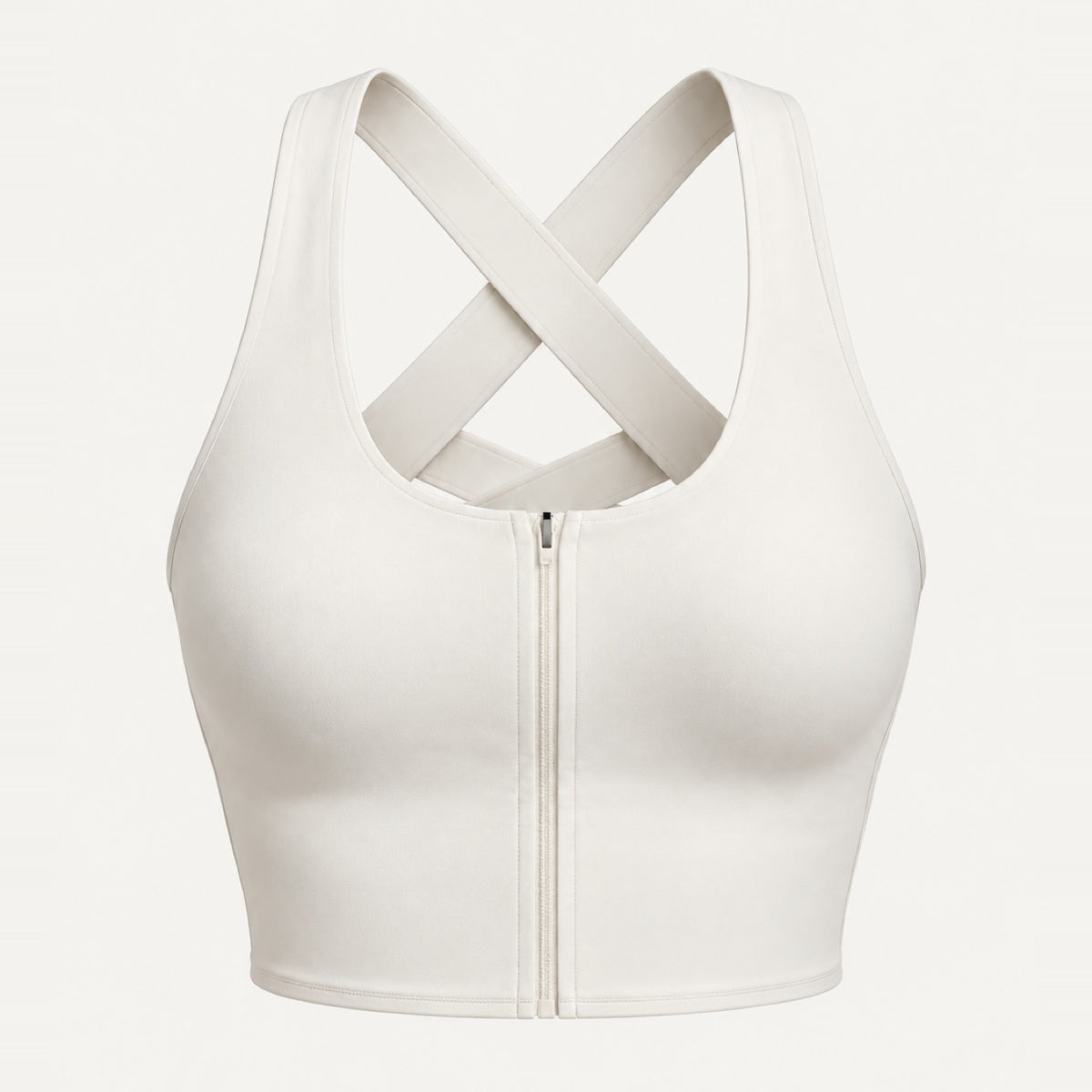 Front-Zip Sports Bra with Crossed Back Straps - product only
