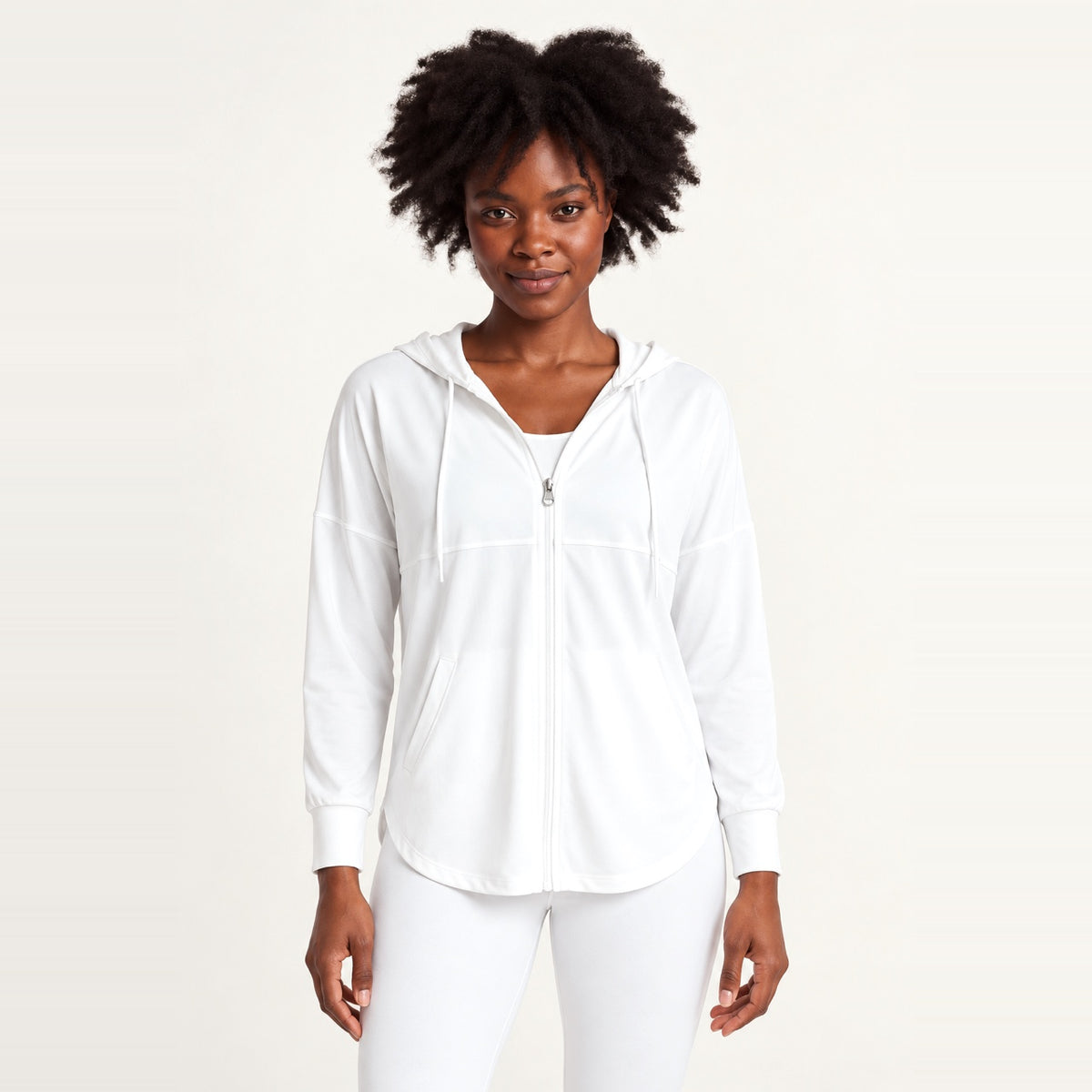 Hooded Half-Zip Pullover Jacket - White