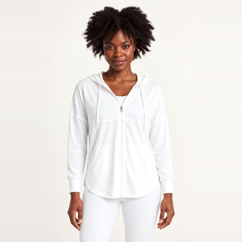 Hooded Half-Zip Pullover Jacket - White