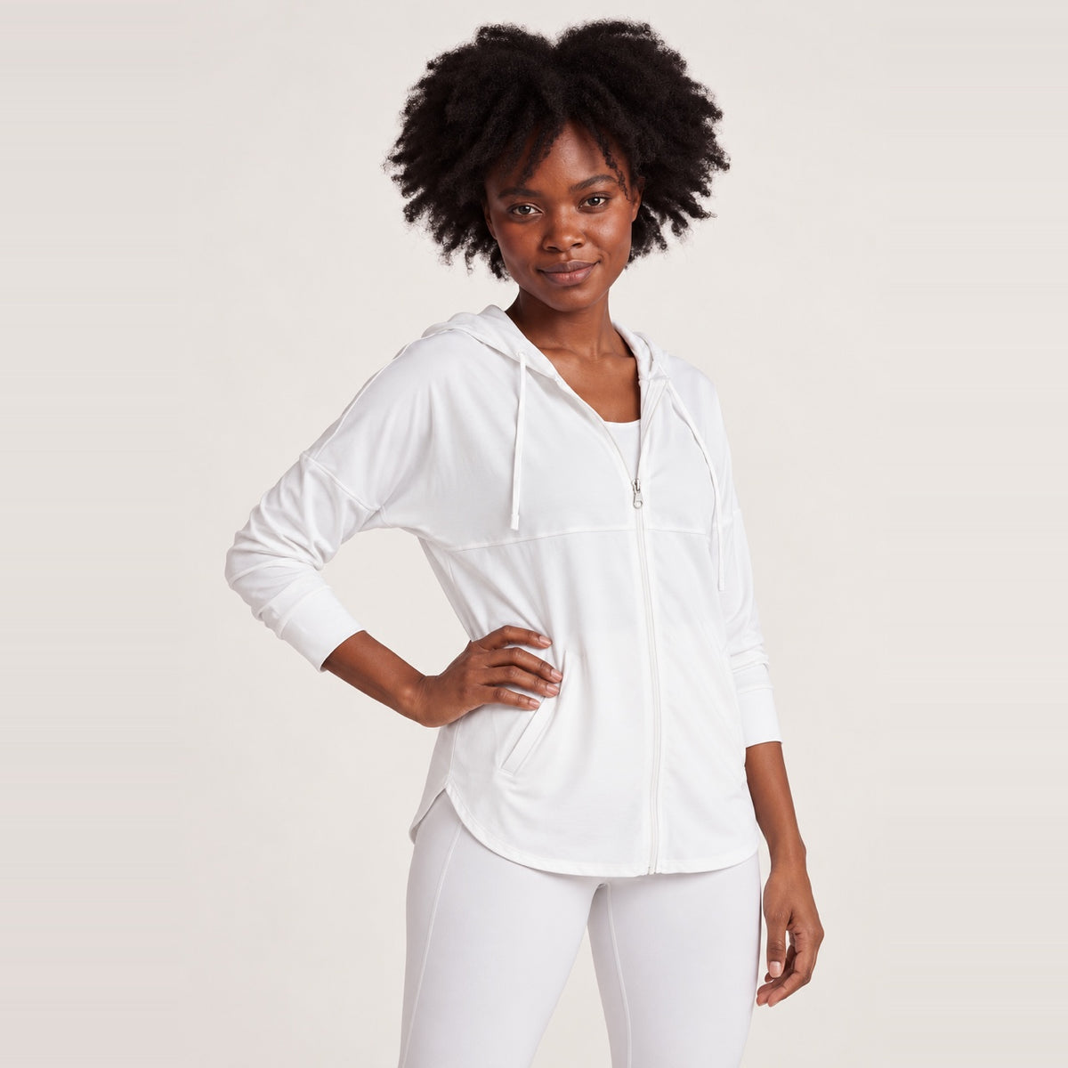 Hooded Half-Zip Pullover Jacket - White