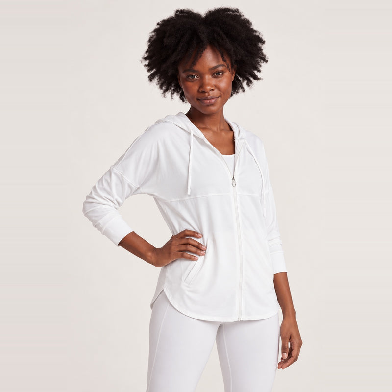 Hooded Half-Zip Pullover Jacket - White
