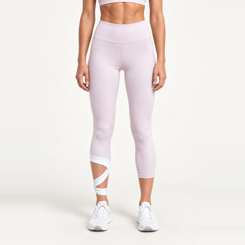 Cropped Leggings with Crossover Calf Straps - Lilac