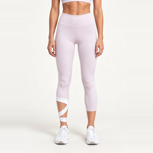 Cropped Leggings with Crossover Calf Straps - Lilac