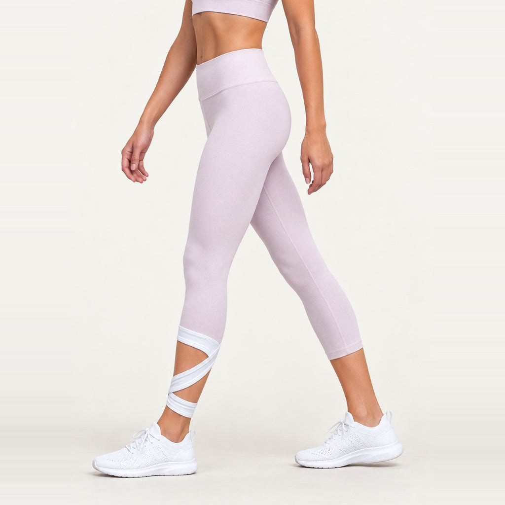 Cropped Leggings with Crossover Calf Straps - Lilac