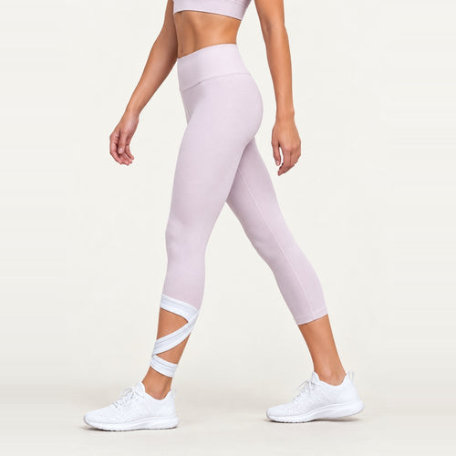 Cropped Leggings with Crossover Calf Straps - Lilac