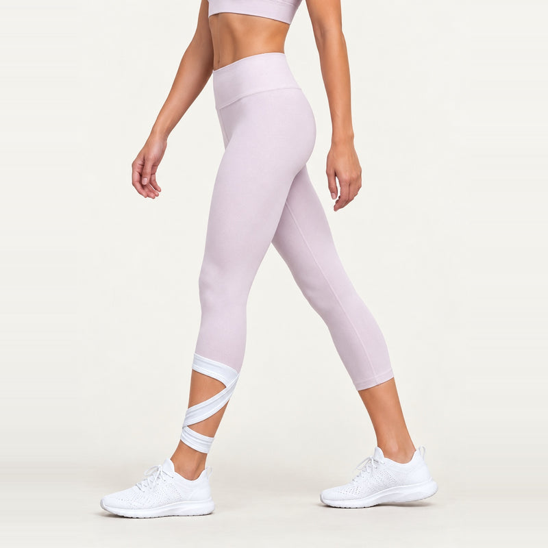 Cropped Leggings with Crossover Calf Straps - Lilac