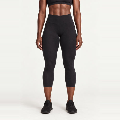 Cropped Leggings with a High Waist - Black