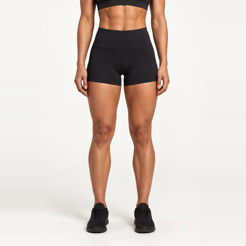 Fitted Shorts with Wide High Waistband - Black