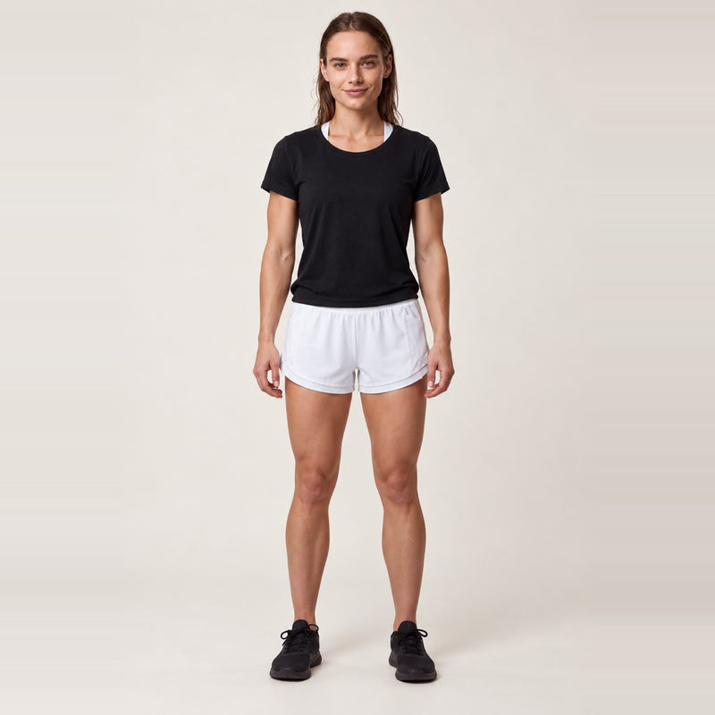 Three-Piece T-Shirt, Bra and Shorts Set - Black