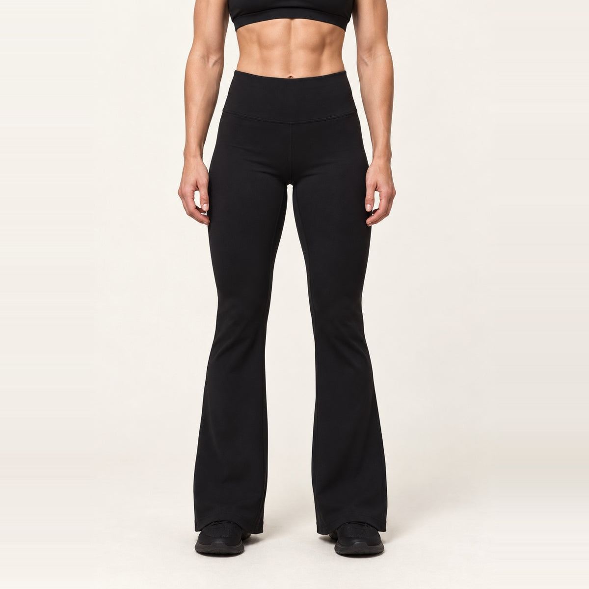 High-Rise Flared Nylon Yoga Pants - Black