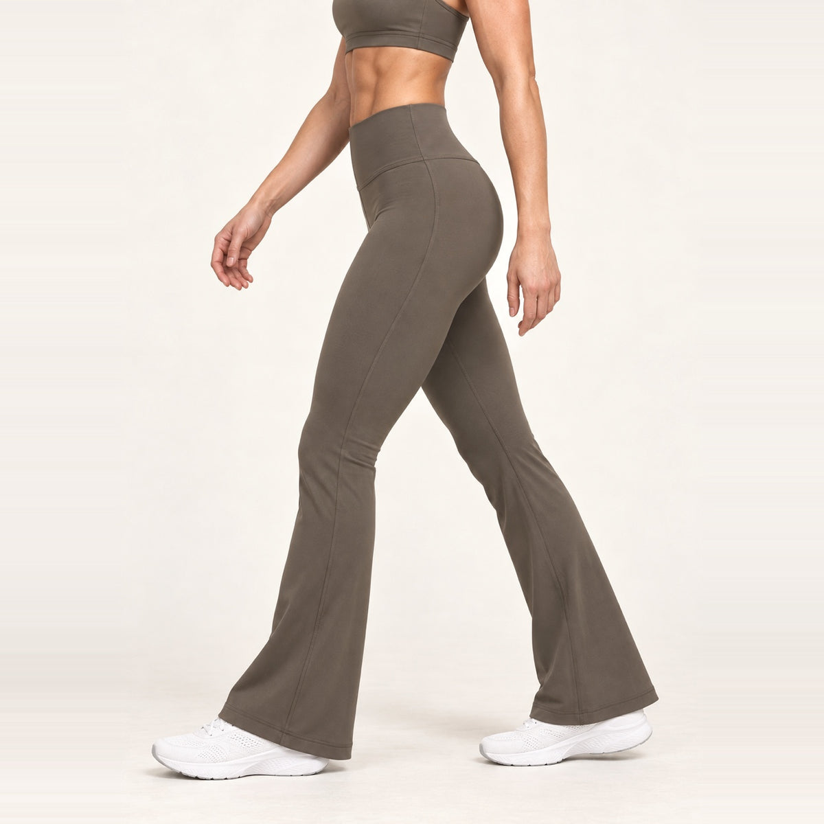 High-Rise Flared Nylon Yoga Pants - Taupe