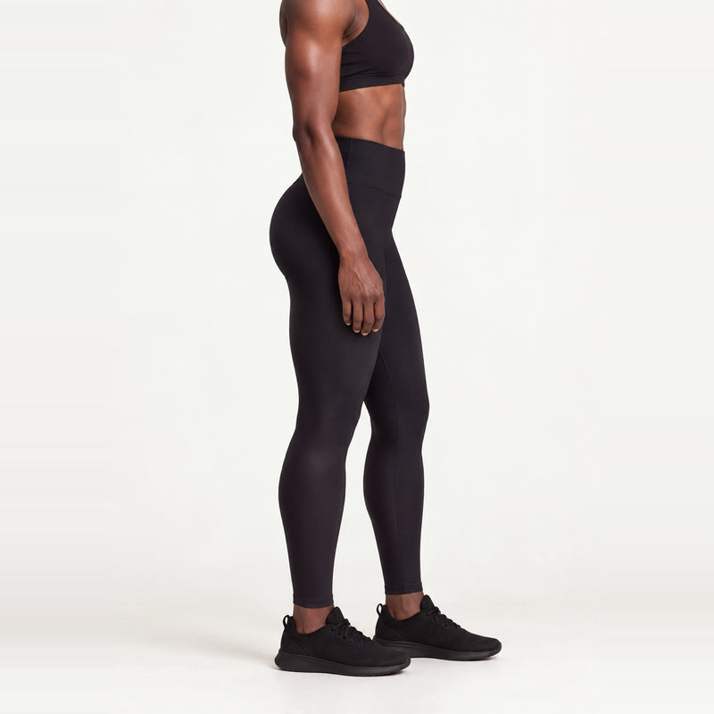 High-Waisted Ankle Leggings with Smooth Finish - Black