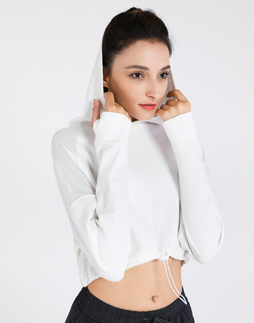 Cropped Hoodie with Drawcord Hem