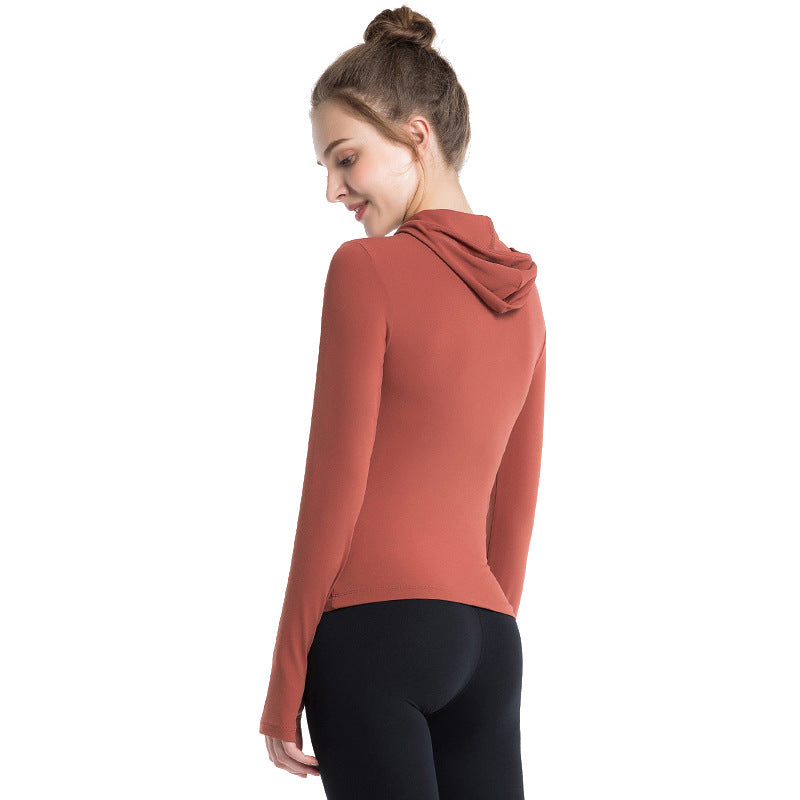 Fitted Long Sleeve Hoodie with Thumbholes