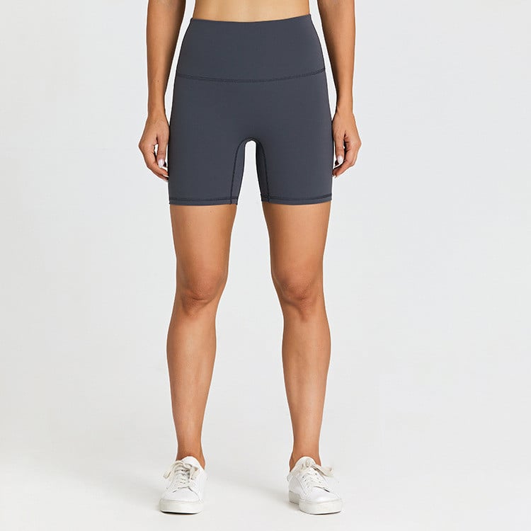 High-Waisted Fitted Biker Shorts - Charcoal