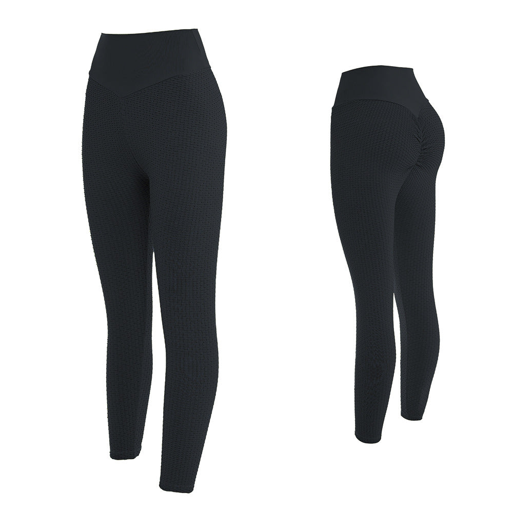 High-Waisted Textured Cropped Leggings - Black