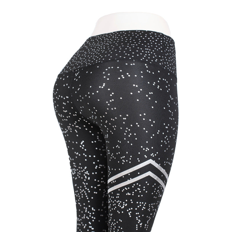 High-Waisted Speckled Leggings with Thigh Stripes