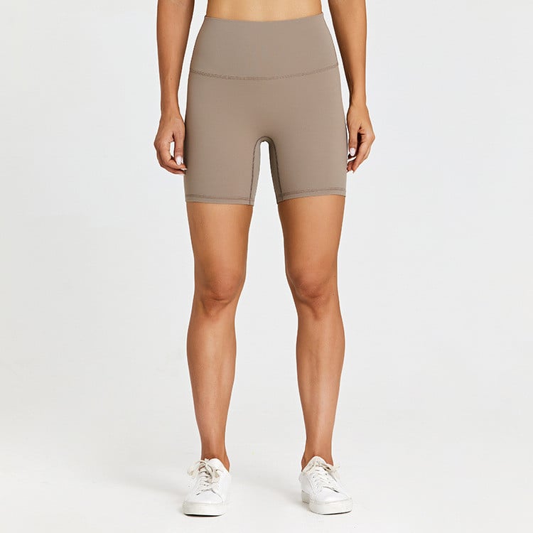 High-Waisted Fitted Biker Shorts - Sand