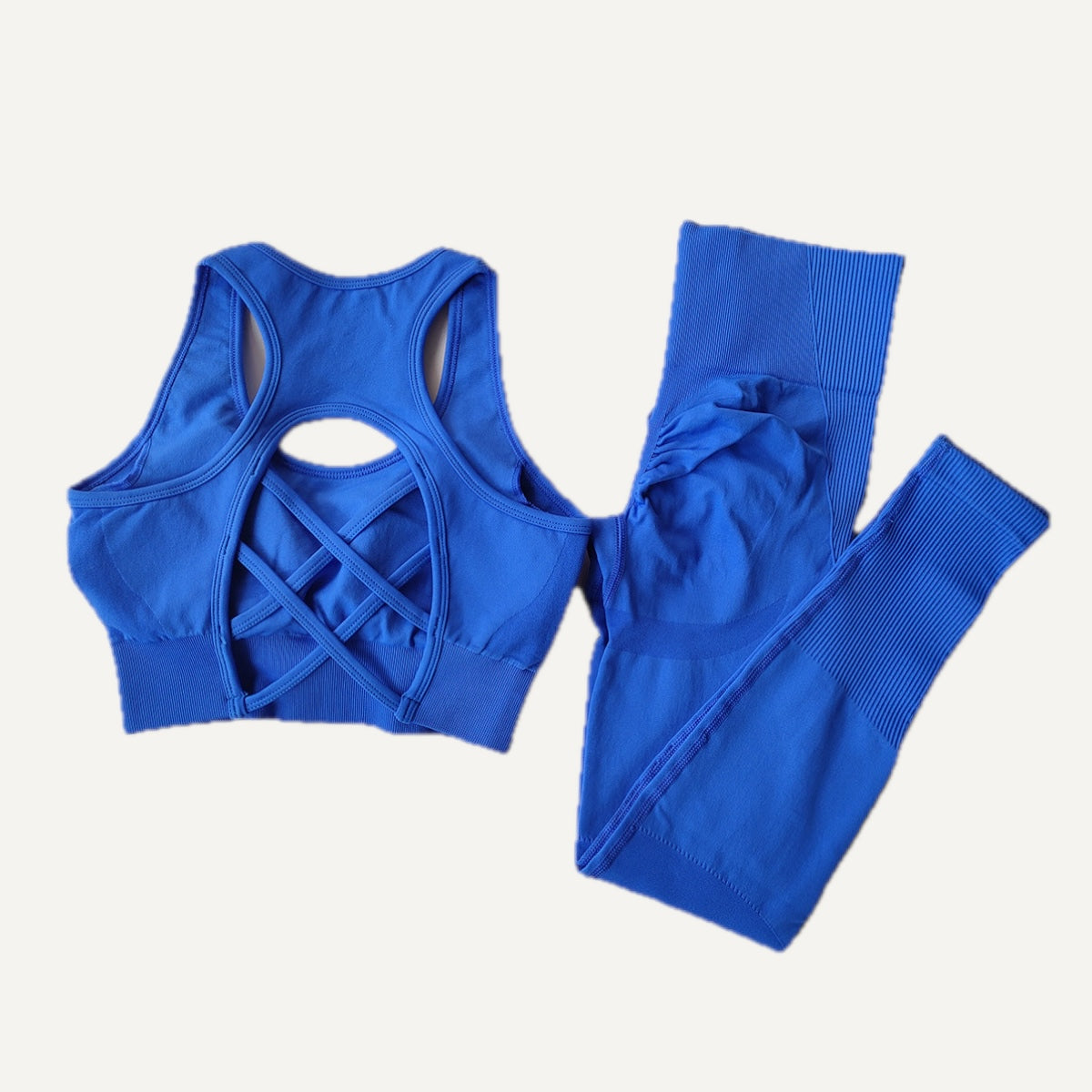 Crisscross-Back Sports Bra and Leggings Set - Cobalt