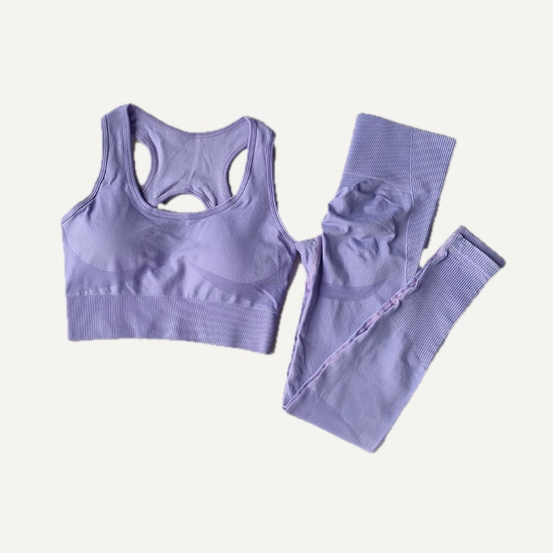 Crisscross-Back Sports Bra and Leggings Set - Lavender