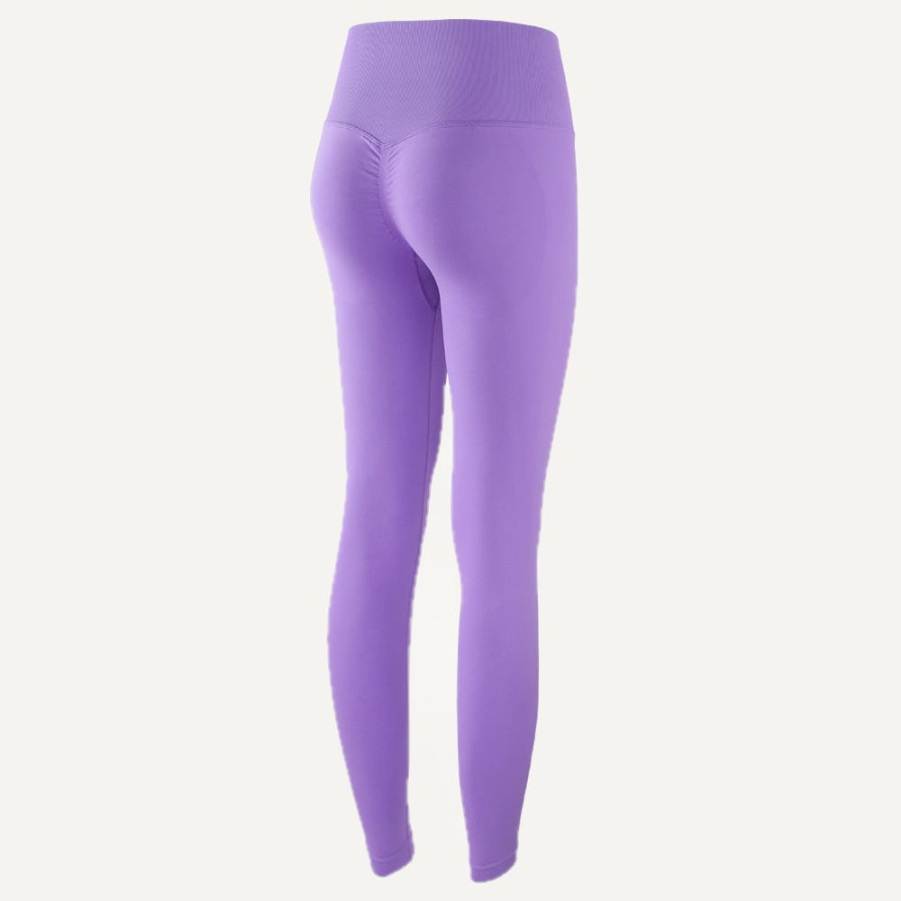 High-Waisted Leggings with Textured Knit Panels - Purple