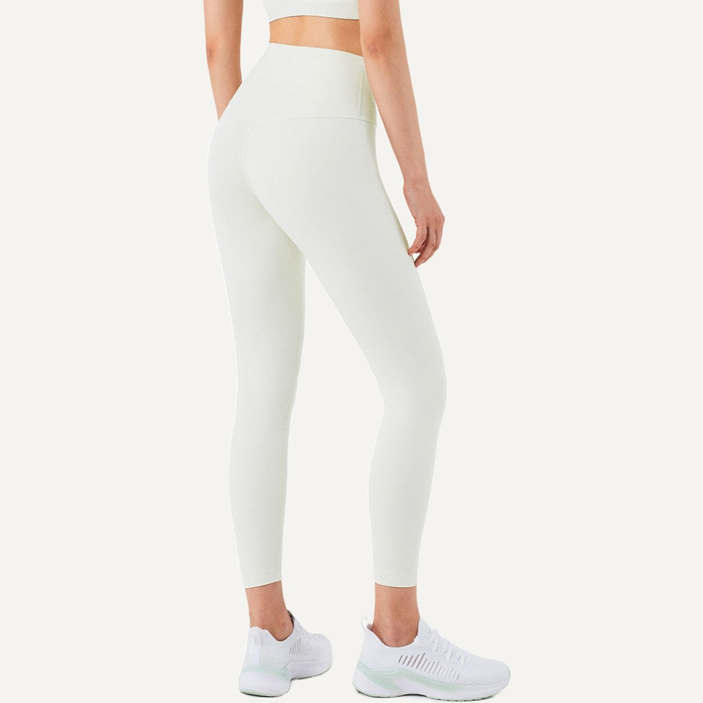 High-Waisted Leggings with Wide Waistband - Ivory