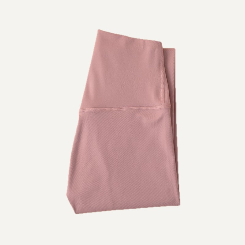High-Waisted Ankle-Length Nylon Leggings - Dusty Rose