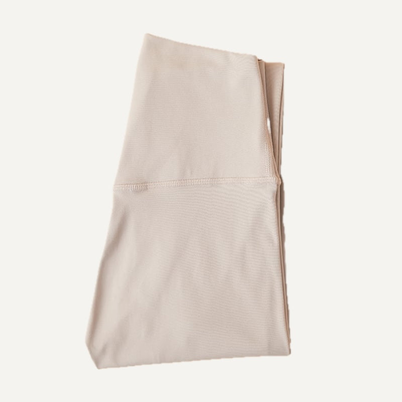 High-Waisted Ankle-Length Nylon Leggings - Beige