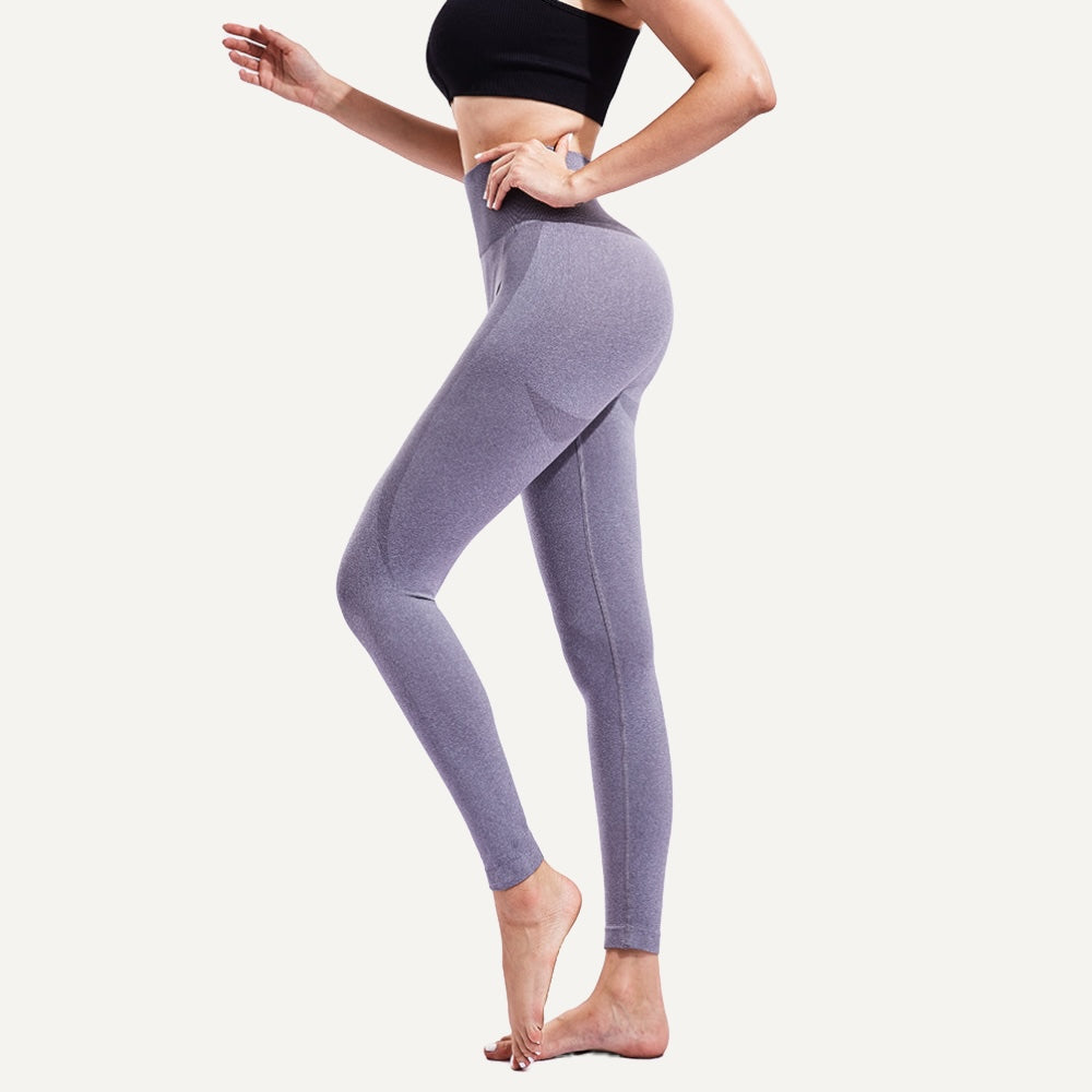 High-Waisted Heathered Knit Leggings - Mauve