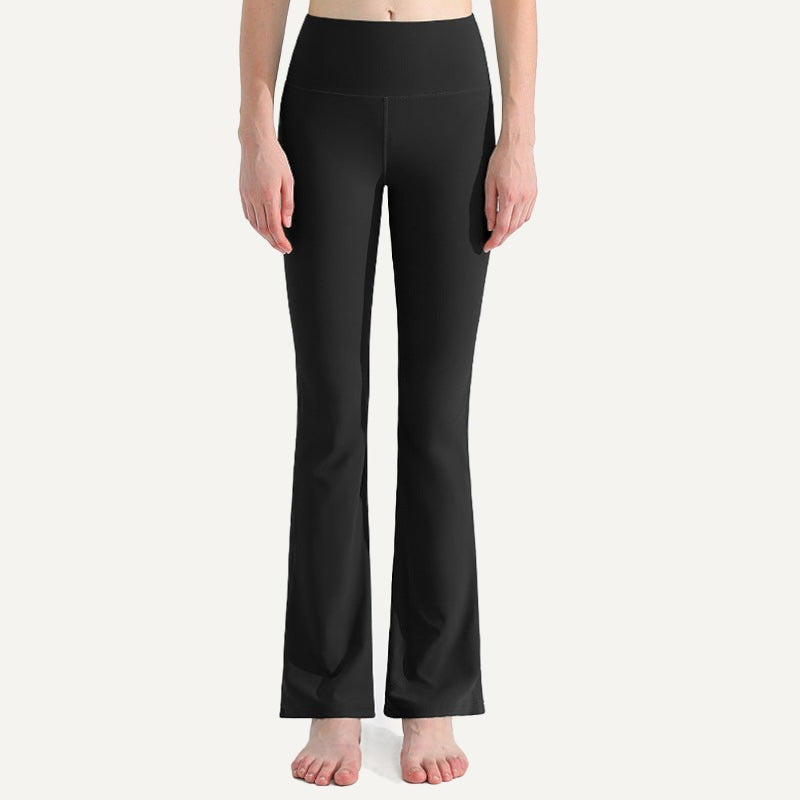 High-Waisted Flared Workout Pants - Black