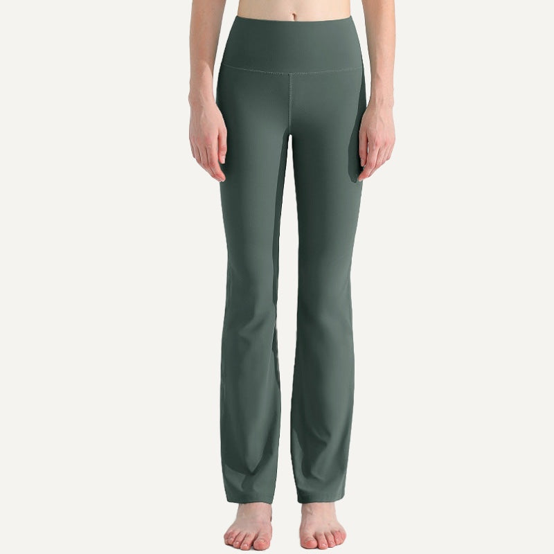High-Waisted Flared Workout Pants - Forest