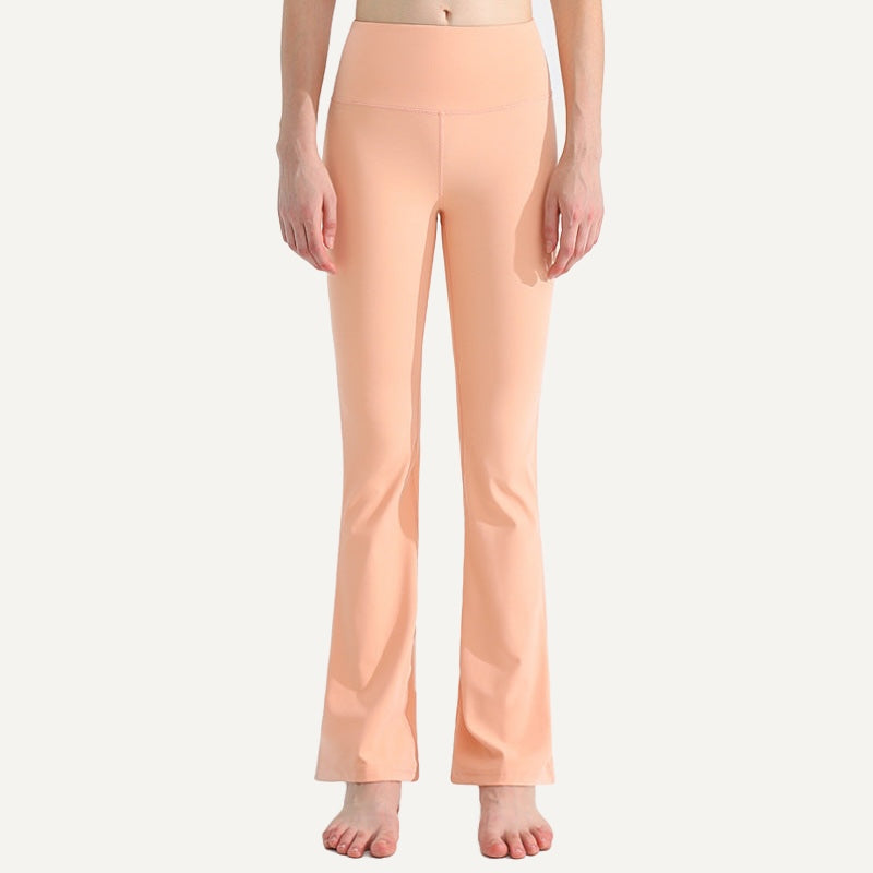High-Waisted Flared Workout Pants - Peach