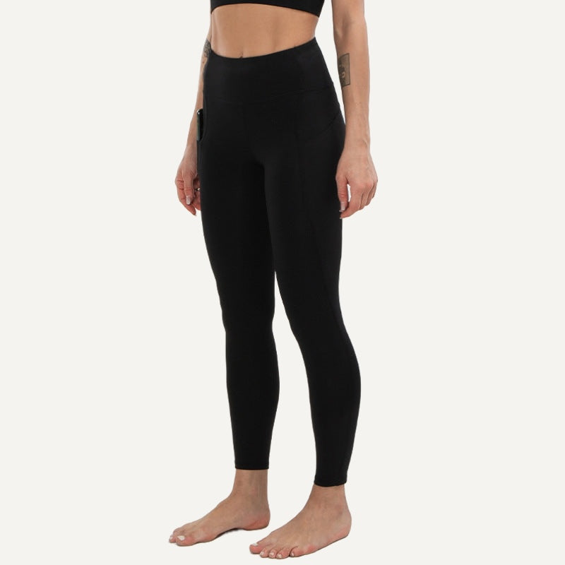 High-Waisted Leggings with Side Pockets - Black