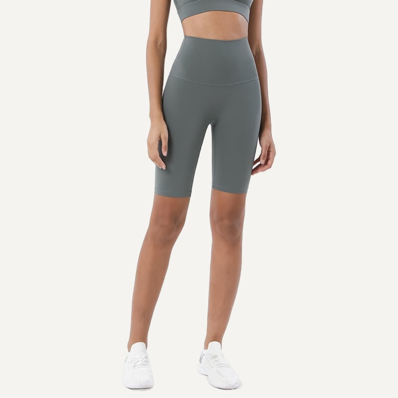 High-Waisted Moisture-Wicking Biker Shorts - Sage